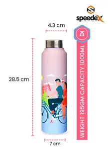 Speedex Pink Stainless Steel Conversational Printed Single Wall Vacuum Water Bottle 1L