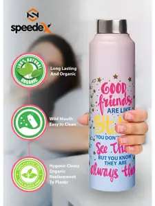 Speedex Pink & Black Typography Printed Stainless Steel Single Wall Vacuum Water Bottle 1L