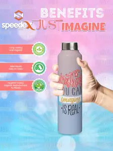 Speedex Grey & Blue Printed Stainless Steel Single Wall Vacuum Water Bottle 1L