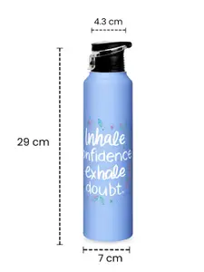 Speedex Blue & White Typography Printed Stainless Steel Single Wall Vacuum Water Bottle 1L