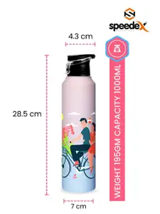 Speedex Pink & Blue Printed Stainless Steel  Single Wall Vacuum Water Bottle 1L