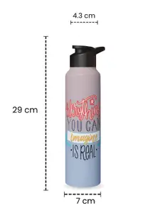 Speedex Peach Stainless Steel Typography Printed Single Wall Vacuum Water Bottle 1L