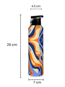 Speedex Orange Single Stainless Steel Abstract Printed Single Wall Vacuum Water Bottle 1L