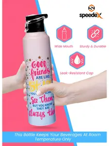 Speedex Pink & Black Typography Printed Stainless Steel Single Wall Vacuum Water Bottle 1L