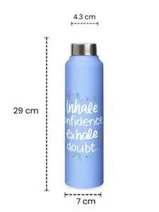 Speedex Blue & White Typography Printed Stainless Steel Single Wall Vacuum Water Bottle 1L