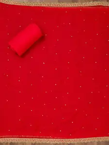 Koskii Floral Embroidered Zari Organza Unstitched Dress Material