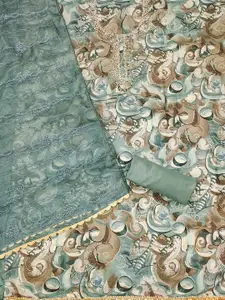 KALINI Floral Embellished Beads and Stones Unstitched Dress Material