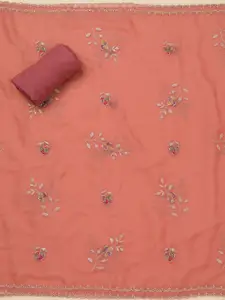 Koskii Floral Embroidered Sequinned Unstitched Dress Material