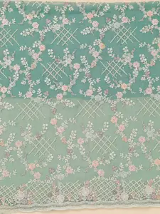 Koskii Floral Embroidered Beads and Stones Unstitched Dress Material