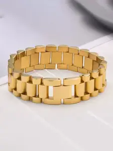 Fashion Frill Men Stainless Steel Gold-Plated Wraparound Bracelet