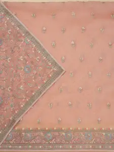 Koskii Floral Embroidered Beads and Stones Unstitched Dress Material