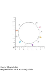 TOUCH925 Pure Silver Artificial Stones Star Drop Charm Anklet