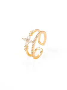 SWASHAA 14K Gold-Plated CZ-Studded Finger Ring