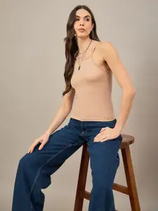 The Roadster Lifestyle Co Women Shoulder Straps Crop Fitted Tops