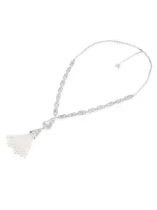 Isharya Brass Rhodium-Plated Tasselled Necklace
