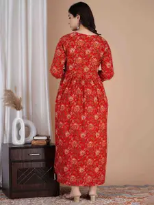 Mialo fashion Printed Fit & Flare Maternity Feeding Ethnic Dresses