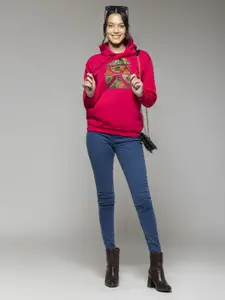 OCTICS Women Printed Hooded Long Sleeves Sweatshirt