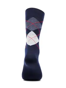 Bonjour Men Patterned Pure Wool Argyle Calf-Length Socks