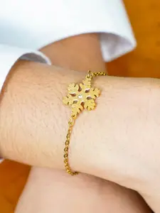 SWASHAA Girls Stainless Steel 18K Gold-Plated Crystal Studded Wraparound Bracelet