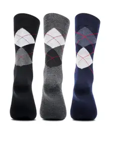 Bonjour Men Pack of 3 Patterned Woolen Calf Length Socks