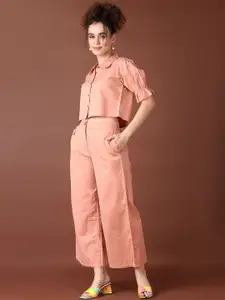 V-Mart Short Sleeves Pure Cotton Shirt with Palazzo