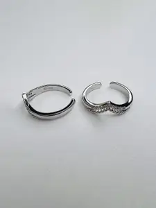 Arte Jewels Silver-Plated 92.5 Sterling Silver Stone Studded Toe Ring