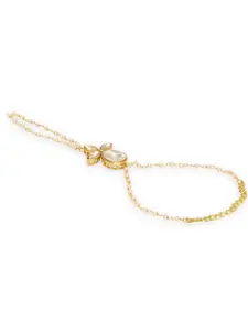 OOMPH Set of 2 Kundan Stone Studded & Beaded Hathphool Hathpanja Wraparound Bracelets