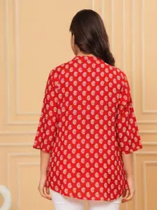 Siya Fashion Women Floral Printed Pure Cotton Mandarin Collar Kurti