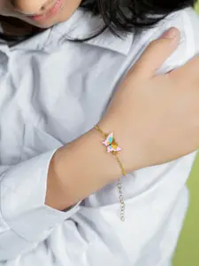 SWASHAA Girls Stainless Steel 18K Gold-Plated Flurty Butterfly Wraparound Bracelet