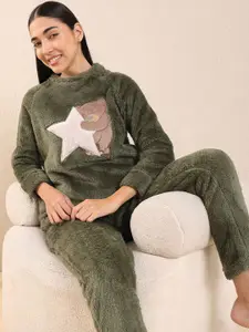 Sweet Dreams Women Graphic Printed Round Neck Night suit