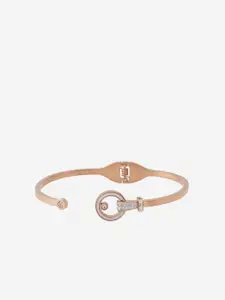Kushal's Fashion Jewellery Rose Gold-Plated Stone Studded Bangle-Style Bracelet