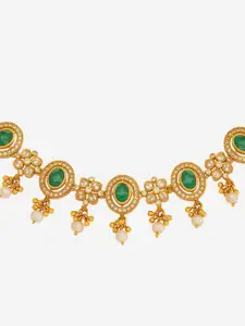 Kushal's Fashion Jewellery 92.5 Pure Silver Silver Gold-Plated Stone Studded Necklace