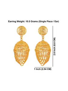 Efulgenz Gold-Plated Dome Shaped Beaded Antique Jhumkas