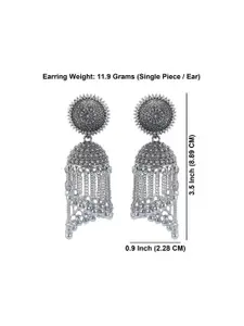 Efulgenz Rhodium-Plated Contemporary Jhumka Earrings