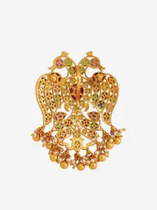 Kushal's Fashion Jewellery 92.5 Pure Silver Gold-Plated Peacock Shaped Pendants