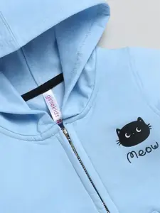 Ginie Girls Front-Open Cotton Hooded Sweatshirt