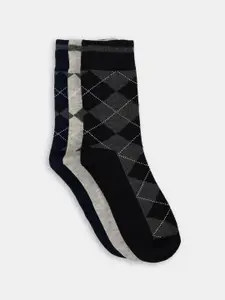BYFORD by Pantaloons Men Pack Of 3 Patterned Calf-Length Socks
