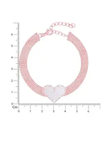 TOUCH925 925 Pure Silver Rose Gold-Plated Cubic Zirconia Wraparound Bracelet