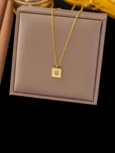 MYKI Gold-Plated Square Pendant with Chain