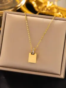 MYKI Gold-Plated Square Pendants with Chains