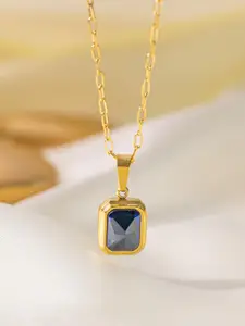 MYKI Gold-Plated Square Pendants with Chains