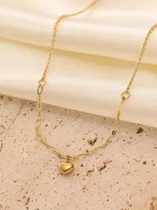 MYKI Gold-Plated Glossy Stainless Steel Heart Shaped Pendant With Chain