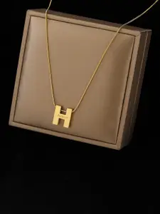 MYKI Gold-Plated Showy Stainless Steel Quirky Pendant With Chain