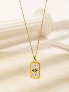 MYKI Gold-Plated Dishy Stainless Steel Quirky Pendant With Chain