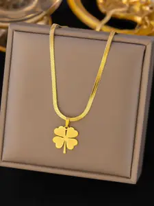 MYKI Gold-Plated Ravishing Stainless Steel Floral Pendant With Chain