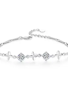 Nilu's Collection Women Cubic Zirconia Silver-Plated Charm Bracelet