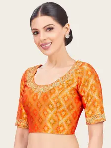 Studio Shringaar Women Embroidered Short Sleeve Saree Blouse