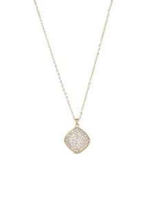 SARAF TRENDZ Gold-Plated Solitaire Crystals Studded Pendant Chain