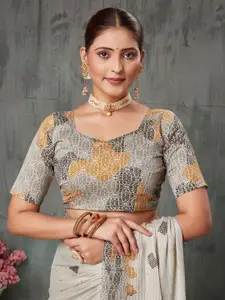 Saree mall Ethnic Motifs Poly Chiffon Designer Block Print Sarees