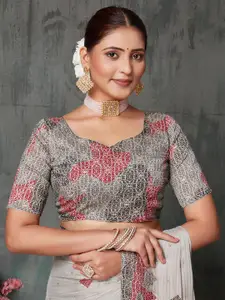 Saree mall Poly Chiffon Designer Block Print Sarees